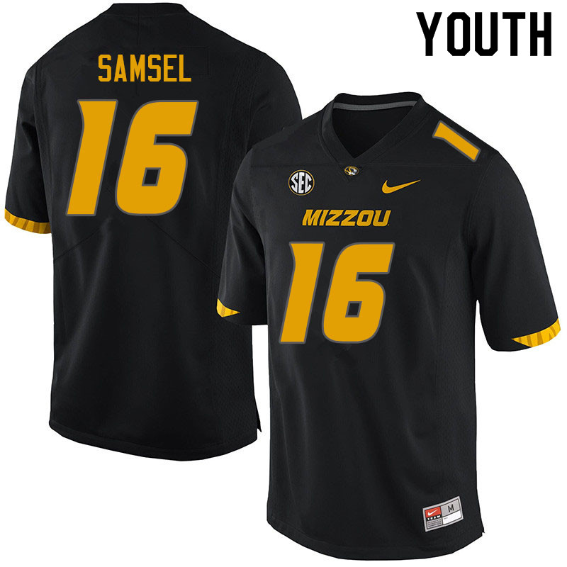 Youth #16 Jack Samsel Missouri Tigers College Football Jerseys Sale-Black